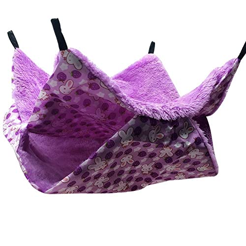HUFFA Ausgezeichnete Haustier-Hängematte, praktisches Haustier-Hängematten-Bett, zweischichtig, superweich, Winter-Hängematte for Hamster, warmes Bettnest (Color : Purple 2, Size : L) von HUFFA