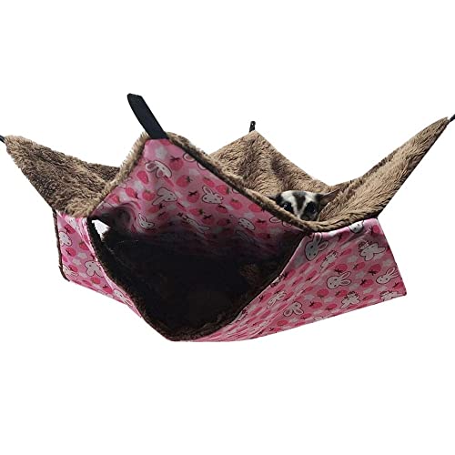 HUFFA Ausgezeichnete Haustier-Hängematte, praktisches Haustier-Hängematten-Bett, zweischichtig, superweich, Winter-Hängematte for Hamster, warmes Bettnest (Color : Pink1, Size : S) von HUFFA