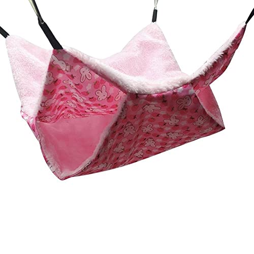HUFFA Ausgezeichnete Haustier-Hängematte, praktisches Haustier-Hängematten-Bett, zweischichtig, superweich, Winter-Hängematte for Hamster, warmes Bettnest (Color : Pink2, Size : L) von HUFFA