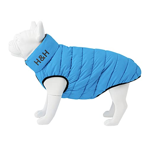 Hugo & Hudson Wendbare warme Winterjacke für Hunde, wasserabweisend, Hellblau und Grau, XS30 von HUGO & HUDSON