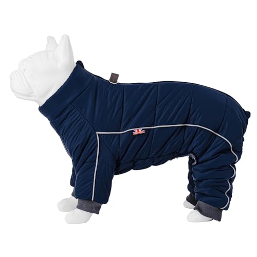 HUGO & HUDSON Hundejacke für den Außenbereich, warm, winddicht, reflektierend, mit Rückenschnallen, um als Geschirr für Welpen, kleine, mittelgroße und große Hunde, Marineblau, XS25 von HUGO & HUDSON