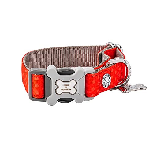 HUGO & HUDSON Hundehalsband, verstellbare Sicherheitsschnalle, Rote Koralle, XS von HUGO & HUDSON