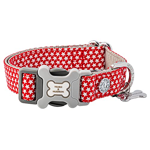 HUGO & HUDSON Hundehalsband, verstellbare Sicherheitsschnalle, Rot, L von HUGO & HUDSON