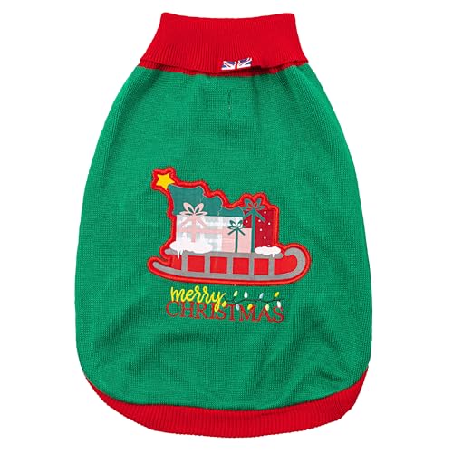 HUGO & HUDSON Schlitten des Weihnachtsmanns Weihnachts-Hundepullover – festlicher Neuheits-Hundepullover - M von HUGO & HUDSON