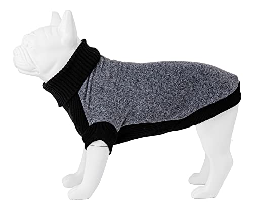 HUGO & HUDSON Hundepullover mit Rollkragen, Winter, warm, tailliert, Fleece und Strickpullover, Haustierpullover, Grau, Größe XS von HUGO & HUDSON