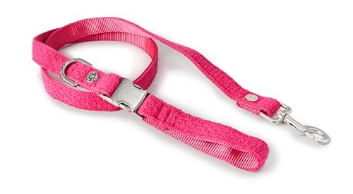 HUGO & HUDSON Tweed-Hundeleine, gepolsterter Griff, Trainingsleine, Rosa, 1,2 m Länge x 1,5 cm Breite von HUGO & HUDSON