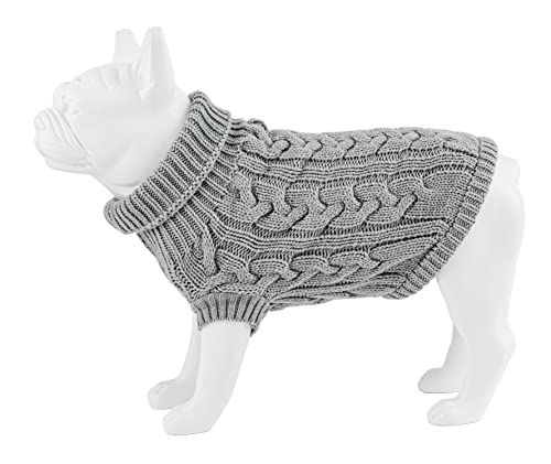Hugo & Hudson Weicher Zopfstrick Hundepullover Pullover, Luxus Dicker Pullover Strickwaren für Welpen und Erwachsene Hunde - Warme Hundekleidung und Accessoires - Grau - XL von HUGO & HUDSON