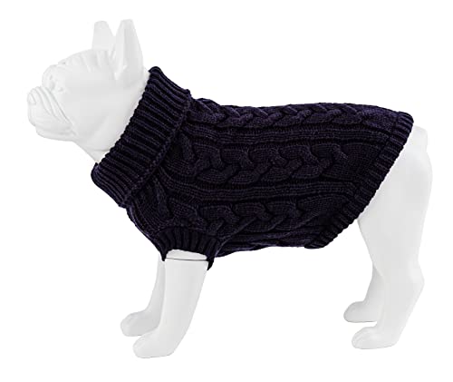 Hugo & Hudson Weicher Zopfstrick Hundepullover Pullover, Luxus Dicker Pullover Strickwaren für Welpen und Erwachsene Hunde - Warme Hundekleidung und Accessoires - Marineblau - L von HUGO & HUDSON