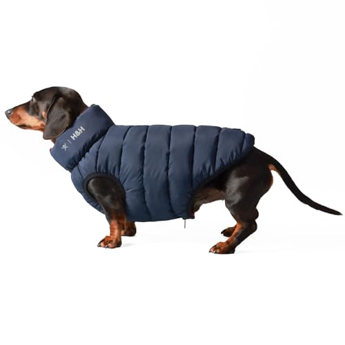 HUGO & HUDSON x HACKETT Wendbare Hundepufferjacke, warmer Wintermantel, Marineblau und Beere, S30 von HUGO & HUDSON