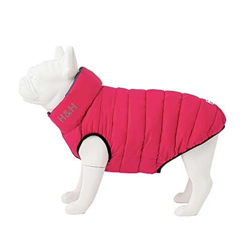 HUGO & HUDSON HHPJ10006-L-55 Puffer Jacke für Hunde, 55 cm, rosa/grau von HUGO & HUDSON