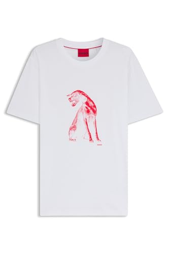 HUGO Herren Didug T-Shirt aus Baumwoll-Jersey mit Hunde-Artwork Weiß S HUGO Herren Didug T-Shirt aus Baumwoll-Jersey mit Hunde-Artwork Weiß S von HUGO