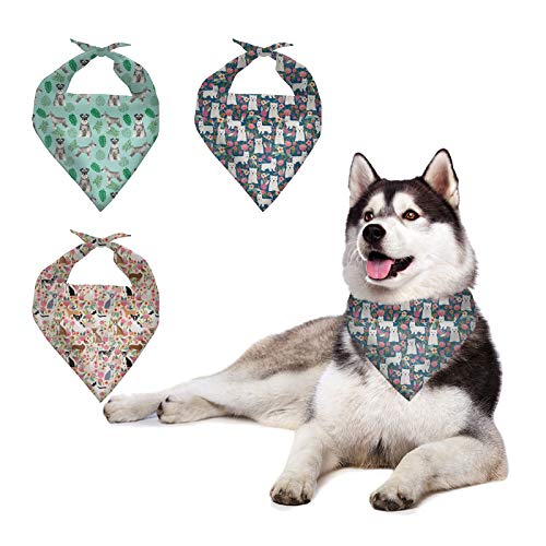 HUGS IDEA 3-teiliges Hunde-Halstuch-Set – Blumen-Welpen, niedliches Hunde-Geburtstagstuch, Lätzchen für Welpen, verstellbares Zubehör, waschbares Hunde-Halstuch, Hunde-Halstuch von HUGS IDEA