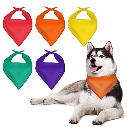 HUGS IDEA Hundehalstuch, einfarbig, Regenbogenfarben, mehrfarbig, Gelb, Rot, Grün, 5 Stück von HUGS IDEA