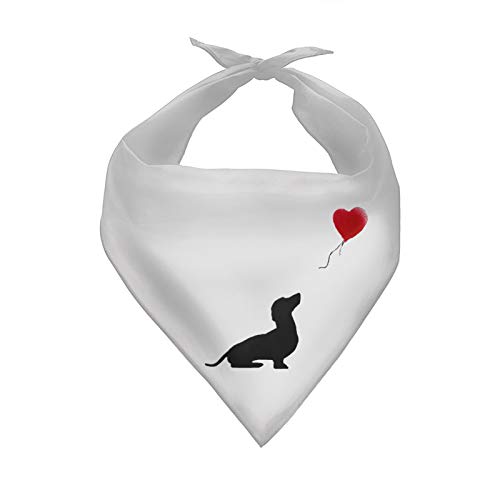 HUGS IDEA Hundehalstuch - Dackel & Herz Ballon Hund Geburtstag Bandana Lätzchen Welpen Schal Verstellbar Zubehör Waschbar Hundehalstuch Hundehalstuch von HUGS IDEA