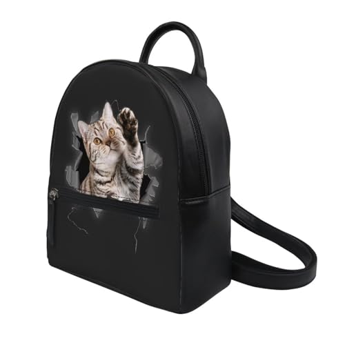 HUGS IDEA Modischer Mini-Rucksack mit Tierdruck, lässiger Schulter-Tagesrucksack für Damen, Lustige Katze HUGS IDEA Modischer Mini-Rucksack mit Tierdruck, lässiger Schulter-Tagesrucksack für Damen, Lustige Katze von HUGS IDEA