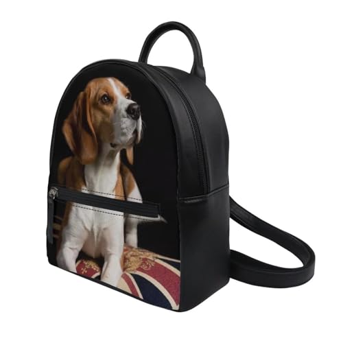 HUGS IDEA Modischer Mini-Rucksack mit Tierdruck, lässiger Schulter-Tagesrucksack für Damen, Lustiger Beagle HUGS IDEA Modischer Mini-Rucksack mit Tierdruck, lässiger Schulter-Tagesrucksack für Damen, Lustiger Beagle von HUGS IDEA