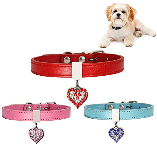 HUI JIN Schönes Hundehalsband, verstellbar, mit Herzanhänger, 3 Stück von HUI JIN