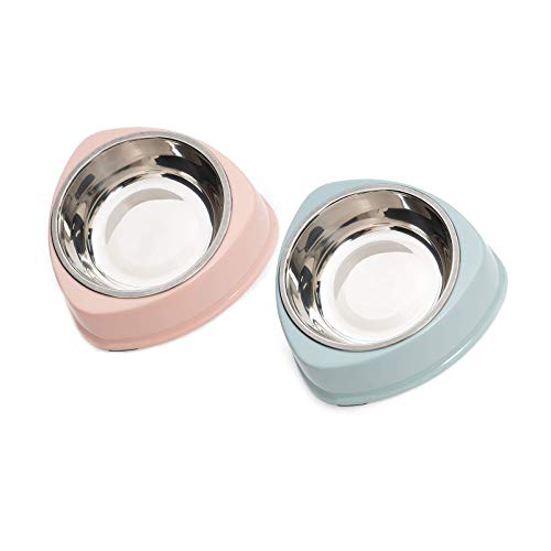 Katzennäpfe aus Edelstahl, rutschfest, Blau / Rosa, 2 Stück Katzennäpfe aus Edelstahl, rutschfest, Blau / Rosa, 2 Stück von HUI JIN