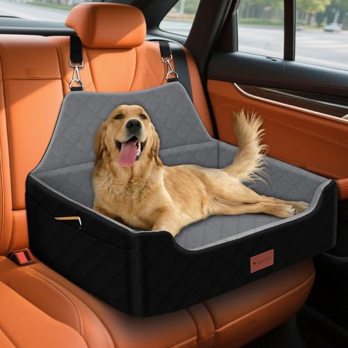 Hunde-Autositz für mittelgroße und große Hunde unter 25 kg, abnehmbare und waschbare Hunde-Sitzerhöhung mit dickem Kissen, Haustier-Reisebett für Auto mit Aufbewahrungstaschen und 2 Sicherheitsgurten Hunde-Autositz für mittelgroße und große Hunde unter 25 kg, abnehmbare und waschbare Hunde-Sitzerhöhung mit dickem Kissen, Haustier-Reisebett für Auto mit Aufbewahrungstaschen und 2 Sicherheitsgurten von HUICOCY