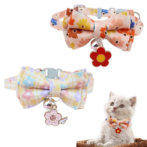 Breakaway-Katzenhalsband mit Fliege und Glöckchen, 2 Stück, Katzenhalsband mit Fliege, verstellbar, niedliches Katzenhalsband, weiches Kätzchenhalsband, Sicherheitsschnalle, Fliege, Katzenhalsband Breakaway-Katzenhalsband mit Fliege und Glöckchen, 2 Stück, Katzenhalsband mit Fliege, verstellbar, niedliches Katzenhalsband, weiches Kätzchenhalsband, Sicherheitsschnalle, Fliege, Katzenhalsband von HUIIUH