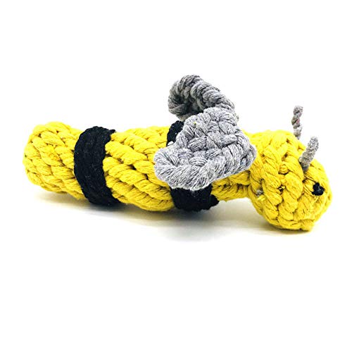 HUIJIE Hundespielzeug aus Seil, Kaubar, Baumwollknoten, Tier-Biene, interaktives Spielzeug für kleine und mittelgroße Hunde von HUIJIE