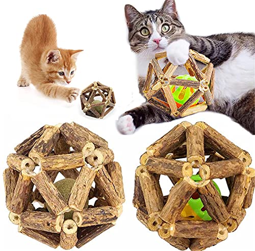 HUIRUMM 2 Stück Spielzeug mit Katzenminze, Zähne Knirschen Kauen Katzenminze Spielzeug für Katze,Katzenspielzeug aus Matatabi Kaustäbchen,Hilft Beim Zähneknirschen Und Reinigen Der Zähne von HUIRUMM