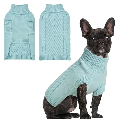 HUMLANJ Rollkragenpullover mit Loch für die Leine, dickes, warmes Hunde-Sweatshirt für kaltes Wetter, halbe Ärmel, Köperstrickwaren, für mittelgroße und große Hunde, Größe S, Blau HUMLANJ Rollkragenpullover mit Loch für die Leine, dickes, warmes Hunde-Sweatshirt für kaltes Wetter, halbe Ärmel, Köperstrickwaren, für mittelgroße und große Hunde, Größe S, Blau von HUMLANJ