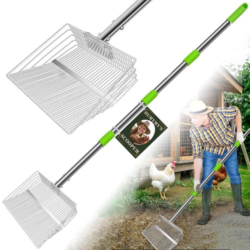 30,5 cm große Hühnerkotschaufel, 2 Breiten von Schlitzen, Hühnerstall, Streuschaufel mit Edelstahlgriff, 58,4 cm bis 167,6 cm, 4-in-1-Siebschaufel, robustes Hühnerstall-Zubehör 30,5 cm große Hühnerkotschaufel, 2 Breiten von Schlitzen, Hühnerstall, Streuschaufel mit Edelstahlgriff, 58,4 cm bis 167,6 cm, 4-in-1-Siebschaufel, robustes Hühnerstall-Zubehör von HUMVMV