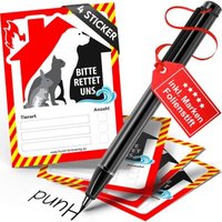 HUND IST KÖNIG Notfall-Aufkleber zur Haustier-Rettung (4er-Set) inkl. Folienstift, Sticker 10,5x7,4cm - Made in Germany von HUND IST KÖNIG