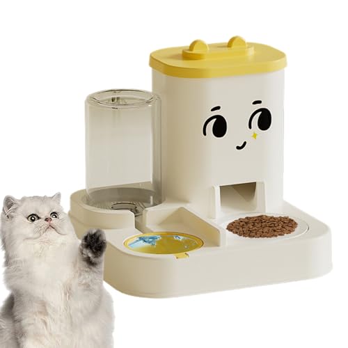 Automatischer Katzenfutterspender und Wasserspender,Katzenfutterspender und Wasserspender,2-in-1-Automatischer Katzenfutterautomat - Automatischer Katzenfutter- und Wasserspender, automatischer Futter von HUNJHYC