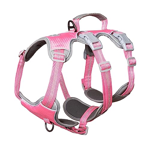 Huntboo Hunde Sicherheitsgeschirr, Hundegeschirr kleine Hunde, Reflektierendes Geschirr mit Gepolstertem Griff, Wasserdicht, Verstellbare Weste für Kleine Hunde Zum Gassi Gehen, Trainieren (Rosa,S) von Huntboo