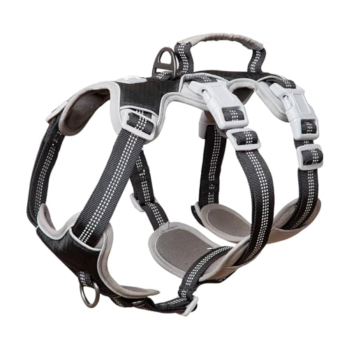Huntboo Sicherheitsgeschirr Hund, Reflektierendes Ganzkörpergeschirr mit Tragegriff, Verstellbare Weste Ohne Zug mit Weicher, Atmungsaktiver Polsterung und Leinenclip für Große Hunde (Schwarz,XL) Huntboo Sicherheitsgeschirr Hund, Reflektierendes Ganzkörpergeschirr mit Tragegriff, Verstellbare Weste Ohne Zug mit Weicher, Atmungsaktiver Polsterung und Leinenclip für Große Hunde (Schwarz,XL) von Huntboo