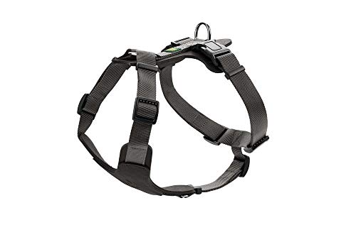 HUNTER Hundegeschirr AALBORG MIXED, Farbe: schwarz/grau, Rindsleder/Nylon, 5-fach verstellbar, leicht, mit Kunststoffschnallen, Made in Germany, Größe: S von HUNTER