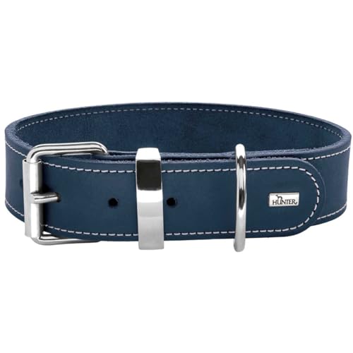 HUNTER AALBORG SPECIAL Hundehalsband, Leder, strapazierfähig, komfortabel, 55 (M), dunkelblau von HUNTER