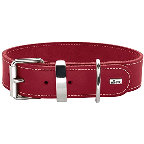 HUNTER AALBORG SPECIAL Hundehalsband, Leder, strapazierfähig, komfortabel, 65 (L), rot von HUNTER