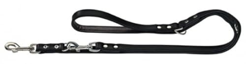 HUNTER BASIC Verstellbare Führleine für Hunde, beschichtetes Spaltleder, Kunstleder, witterungsbeständig, 1,8/200 cm, schwarz von HUNTER