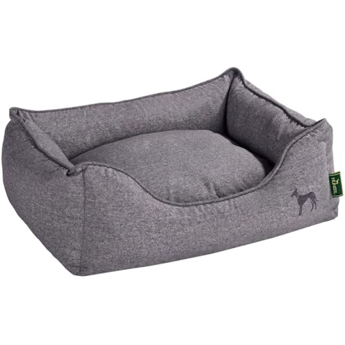 HUNTER Boston Hundesofa, Hundebett, Wendekissen mit Plüschbesatz,pflegeleicht, 100 x 70 cm, grau von HUNTER