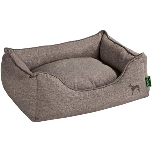 HUNTER Boston Hundesofa, Hundebett, Wendekissen mit Plüschbesatz,pflegeleicht, 60 x 50 cm, braun von HUNTER