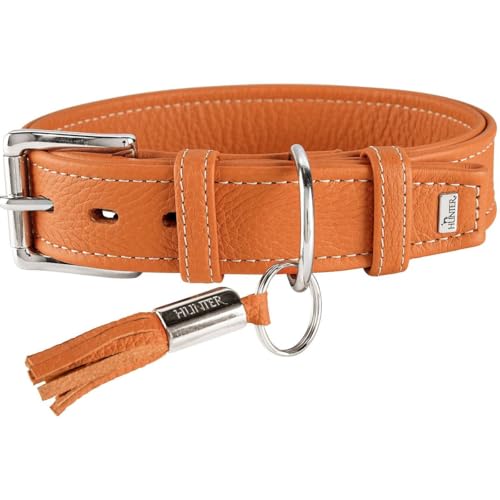 HUNTER CANNES Hundehalsband, Leder, Nappaleder, weich, edel, elegant, 55 (M), orange von HUNTER