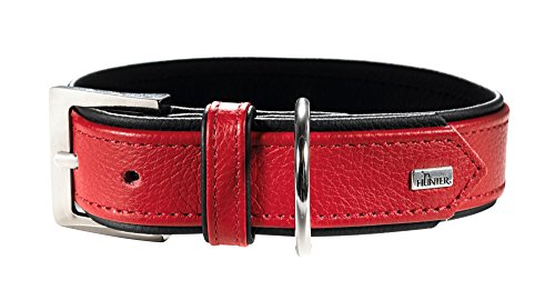 HUNTER CAPRI Hundehalsband, Leder, Nappa, weich, 50 (S-M), rot von HUNTER
