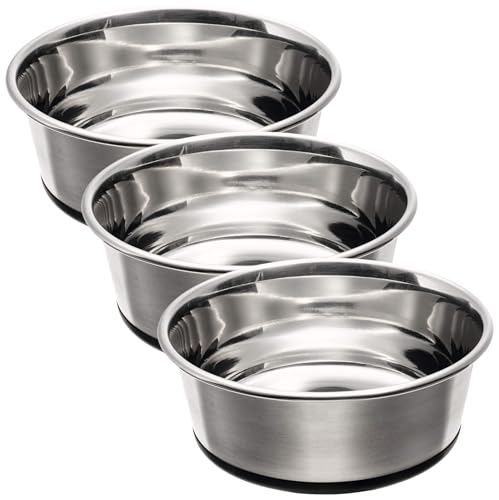 HUNTER Edelstahl Futternapf, für Hunde und Katzen, rutschhemmend, pflegeleicht, 350 ml (Packung mit 3) von HUNTER