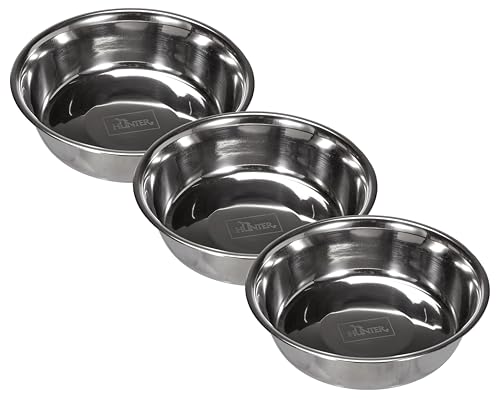 HUNTER Edelstahlersatznapf für Melamin-Napf, Trinknapf, Futternapf für Hunde und Katzen, 350 ml, Silber (Packung mit 3) von HUNTER