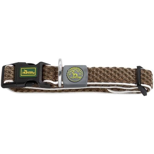 HUNTER HILO VARIO BASIC Halsung für Hunde, 3D-Mesh-Material, reflektierend, luftdurchlässig, leicht, M-L, braun von HUNTER