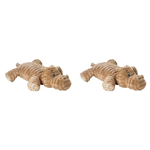 HUNTER HUGGLY Amazonas Hippo Hundespielzeug, Plüsch, Nilpferd, 28 cm, beige (Packung mit 2) von HUNTER