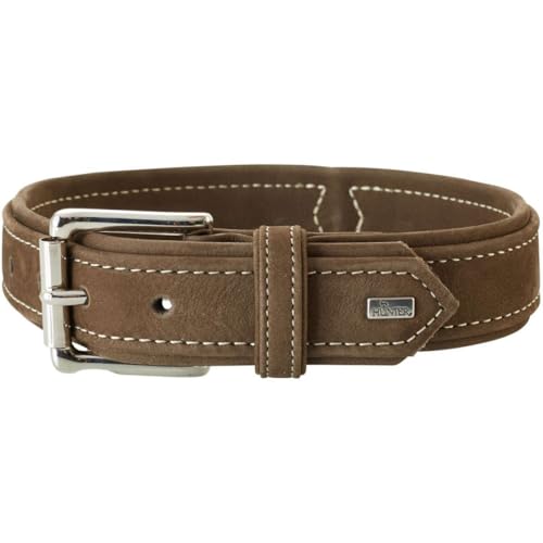 HUNTER HUNTING Hundehalsband, Leder, Nubuk, robust, weich, 50 (S-M), braun von HUNTER