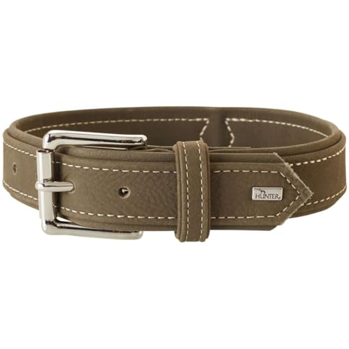 HUNTER HUNTING Hundehalsband, Leder, Nubuk, robust, weich, 50 (M), oliv von HUNTER