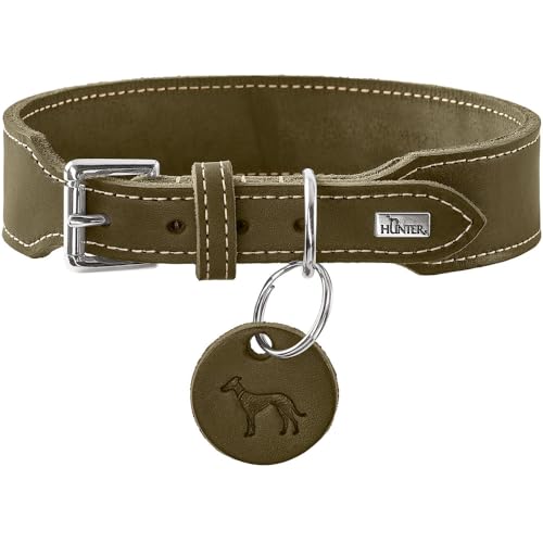 HUNTER Halsband Aalborg EXTRABREIT Farbe Oliv, extra breit, weiches Softleder, mit eleganter Kontrastnaht, Made in Germany, Größe 35 HUNTER Halsband Aalborg EXTRABREIT Farbe Oliv, extra breit, weiches Softleder, mit eleganter Kontrastnaht, Made in Germany, Größe 35 von HUNTER