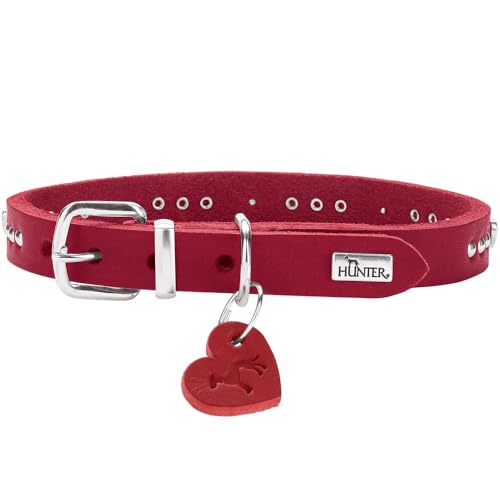 HUNTER Hundehalsband Aalborg Hearts, Farbe: rot, hochwertiges Softvollrindleder, weiches & Komfortables Tragegefühl, mit Nieten & Herz-Details, Herzanhänger, Made in Germany, Größe: 37 HUNTER Hundehalsband Aalborg Hearts, Farbe: rot, hochwertiges Softvollrindleder, weiches & Komfortables Tragegefühl, mit Nieten & Herz-Details, Herzanhänger, Made in Germany, Größe: 37 von HUNTER