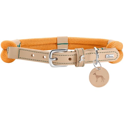 HUNTER Hundehalsband Malia, Farbe: apricot/Natur, aus geschmeidigem Tau & robustem Leder, leicht, strapazierfähig, moderner & eleganter Look, frische Farben, Made in Germany, Größe: 45 HUNTER Hundehalsband Malia, Farbe: apricot/Natur, aus geschmeidigem Tau & robustem Leder, leicht, strapazierfähig, moderner & eleganter Look, frische Farben, Made in Germany, Größe: 45 von HUNTER