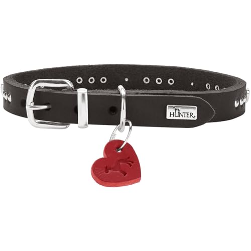 HUNTER Hundehalsband Aalborg Hearts, Farbe: schwarz, hochwertiges Softvollrindleder, weiches & Komfortables Tragegefühl, mit Nieten & Herz-Details, Herzanhänger, Made in Germany, Größe: 32 HUNTER Hundehalsband Aalborg Hearts, Farbe: schwarz, hochwertiges Softvollrindleder, weiches & Komfortables Tragegefühl, mit Nieten & Herz-Details, Herzanhänger, Made in Germany, Größe: 32 von HUNTER